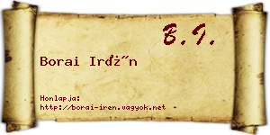Borai Irén névjegykártya