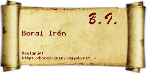 Borai Irén névjegykártya